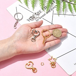 10Set 2 Styles Star Alloy Swivel Clasps with 10Pcs Iron Split Key Rings&nbsp;PURS-YW0001-01A