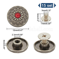 15Pcs 1-Hole Alloy & Plastic Beads Buttons&nbsp;BUTT-HY0001-11C
