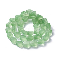 透明なすりガラスビーズ連売り  ナゲット  薄緑  15x12x9.5mm  穴：1mm  約40個/連  23.62''（60センチメートル）&nbsp;FGLA-S001-02B