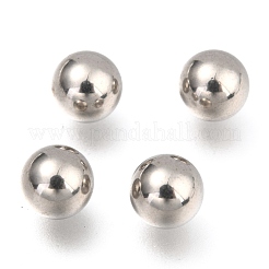変色しない201ステンレススチールビーズ  穴なし/ドリルなし  固い丸  ステンレス鋼色  7.5mm&nbsp;STAS-H139-03D-P