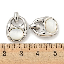 天然石シェルペンダント  真鍮のバッグチャーム  プラチナ  16x13x4mm  穴：4x3mm&nbsp;KK-P275-12P