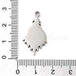 変色しない304ステンレススチールペンダント  孔雀の羽のチャーム  ステンレス鋼色  27x14x2mm  穴：2mm&nbsp;STAS-D018-01P