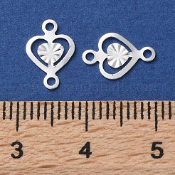 真鍮フィリグリーコネクターチャーム  カドミウムフリー＆鉛フリー  ハート  925銀メッキ  10.5x7x0.5mm  穴：1.2mm&nbsp;KK-F880-02S-01
