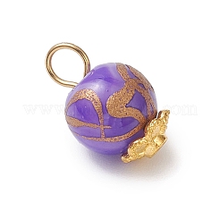 ガラスと合金のチャーム8個  花柄ラウンド  真鍮のループ付き  ミックスカラー  13x8mm  穴：3mm&nbsp;PALLOY-JF04635