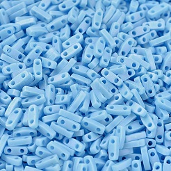 MIYUKIクォーターティラビーズ  日本製シードビーズ  2穴  （qtl413fr）マット不透明ターコイズブルーab  5x1.2x1.9mm  穴：0.8mm  約2400個/50g&nbsp;SEED-X0054-QTL0413FR