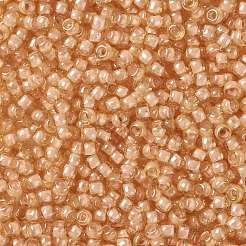 TOHOラウンドシードビーズ  日本製シードビーズ  （955)つの内側のカラークリスタル/ピーチの裏地  8/0  3mm  穴：1mm  約222PCS /ボトル  10 G /ボトル&nbsp;SEED-JPTR08-0955