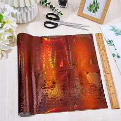 レーザークロコダイル柄PVCレザー生地  クラフト用品  長方形  ファイヤーブリック  1350~1420x300~365x0.06mm&nbsp;FIND-WH20026-011O