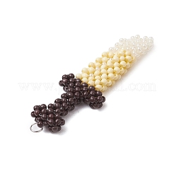 ガラスシードビーズのブロードソード型ペンダント  304ステンレススチールループ付き  ミックスカラー  52x17x5mm  穴：3mm&nbsp;PALLOY-MZ00543