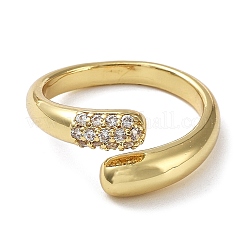 Rack Plating Brass Micro Pave Cubic Zirconia Open Cuff Rings&nbsp;RJEW-Q777-12G