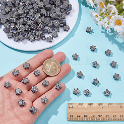 300個の手作りポリマークレイビーズ  タータン模様の星  ブラック  9x9x4.5mm  穴：1.6mm&nbsp;CLAY-SC0002-84