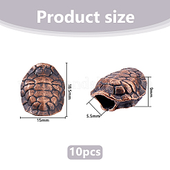 チベット風合金ヨーロピアンビーズ10個  大穴ビーズ  赤銅鉱  カメ  18.5x15x9mm  穴：5.5mm&nbsp;FIND-DC0008-14