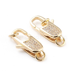 Brass Micro Pave Clear Cubic Zirconia Lobster Claw Clasps&nbsp;ZIRC-I043-31A-G
