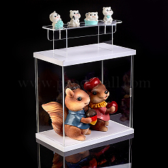 2段透明アクリルミニフィギュアディスプレイケース  模型用防塵ケース  ビルディングブロック  人形ディスプレイホルダー  長方形  ホワイト  完成品：20x11.5x20cm&nbsp;ODIS-WH0043-68A