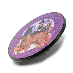 ハロウィンテーマの合金ブローチ  猫ピン  パープル  30x2mm&nbsp;JEWB-R019-02