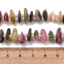 天然のマルチカラートルマリンビーズ連売り  ディスク  ヒシビーズ  8.5~15.5x8.5~15.5x2.5~6.5mm  穴：0.8~1mm  約65~68個/連  15.63''（39.7cm）〜15.94''（40.5cm）&nbsp;G-D110-I02-01