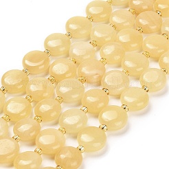 天然石イエロージェイド翡翠ビーズ連売り  シードビーズで  フラットラウンド  10~10.5x4~5mm  穴：0.8mm  約32個/連  15.47''（39.3センチメートル）&nbsp;G-H005-B05-01