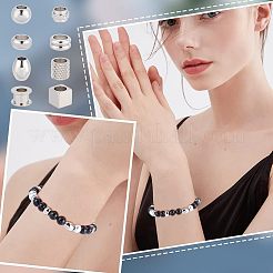 48Pcs 8 Style 304 & 201 & 303 Stainless Steel European Beads&nbsp;STAS-UN0040-02