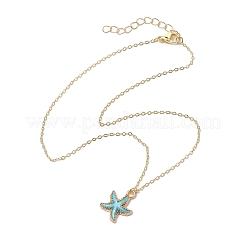 Alloy Enamel Starfish Pendants Necklaces&nbsp;NJEW-JN04770