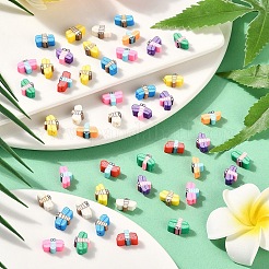 80個8色手作りポリマークレイビーズ  トンボ  ミックスカラー  5~8.5x9~11.5x4.5~5mm  穴：1.2~1.6mm  10個/カラー&nbsp;CLAY-YW0001-98