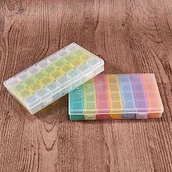 プラスチックビーズ収納ケース  フリップトップビーズ収納  取り外し可能な  28のコンパートメント  長方形  ミックスカラー  2.4~17.5x2.5~10.8x2.3~2.6cm&nbsp;CON-SZ0001-27