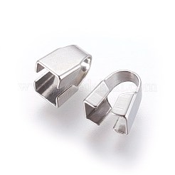 変色しにくい304ステンレススチールコードエンド  エンドキャップ  ステンレス鋼色  8x5x6.5mm  穴：4x4mm&nbsp;X-STAS-P237-81G-P