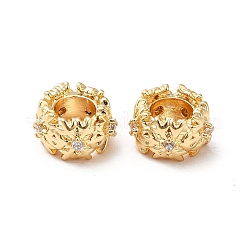 Brass Micro Pave Cubic Zirconia European Beads&nbsp;LS-KK-M233-44G