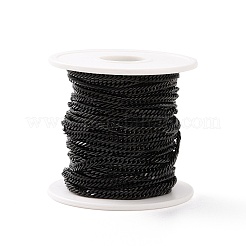304ステンレススチールキューバチェーン  カーブチェーン  スプールで  イオンプレーティング（ip）  電気泳動黒  5x4x0.8mm  約32.8フィート（10m）/ロール&nbsp;STAS-N0013-21B-A1