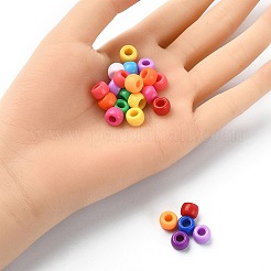レジンヨーロピアンビーズ  大きな穴バレルビーズ  ミックスカラー  8x5~6mm  穴：4mm&nbsp;RESI-YW0001-34M