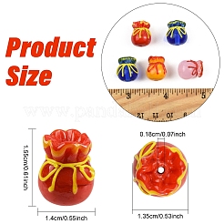 8個 4色模造翡翠ガラスビーズ  福袋  ミックスカラー  15.5x14x13.5mm  穴：1.8mm  2個/カラー&nbsp;GLAA-YW0005-60