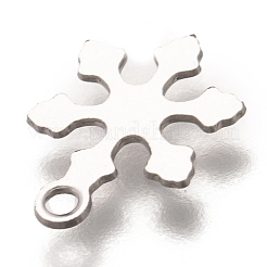変色しないクリスマス 201 ステンレススチールチャーム  レーザー切断  スノーフレーク  ステンレス鋼色  12x10x0.5mm  穴：1.4mm&nbsp;X-STAS-C017-26P