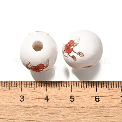 Valentine's Day Element Printed Wood Beads&nbsp;WOOD-R002-01-04