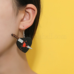 アクリルハートダングルイヤリング  プラチナ  55x45mm&nbsp;AY4958