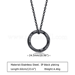 北欧のルーン文字のリング 304ステンレススチール製ペンダントネックレス（男性用）  ブラック  23.62インチ（60cm）&nbsp;FS-WGC3540-02