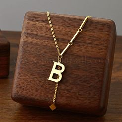 304 Stainless Steel Initial Pendant with Dice Tassel Necklaces&nbsp;FS-WGD823D-02