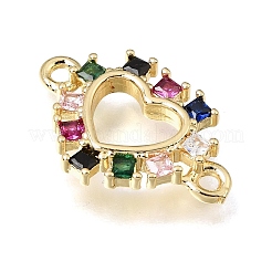 Brass Pave Cubic Zirconia Connector Charms&nbsp;KK-E802-15