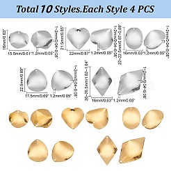 40個10スタイル304ステンレススチールペンダント  混合図形  ミックスカラー  16~26.5x15.5~22x1~2mm  穴：1.2mm  4個/スタイル&nbsp;STAS-PH0004-57