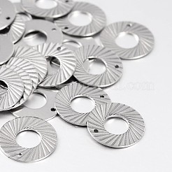 変色防止ドーナツ 304 ステンレススチール 刻印 ブランク タグ ペンダント  ステンレス鋼色  15x0.5mm  穴：1mm&nbsp;STAS-N059-01