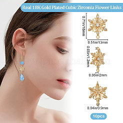 10Pcs Brass Micro Pave Clear Cubic Zirconia Connector Charms&nbsp;ZIRC-BBC0002-40