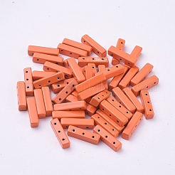 スプレー塗装合金マルチ連リンク  タイル弾性ブレスレット作り用  長方形  レッドオレンジ  16x4x4mm  穴：0.8mm&nbsp;PALLOY-G268-M01-022
