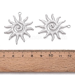 304ステンレスペンダント  螺旋状の太陽のチャーム  ステンレス鋼色  40x33x2mm  穴：2.2mm&nbsp;STAS-G352-15P