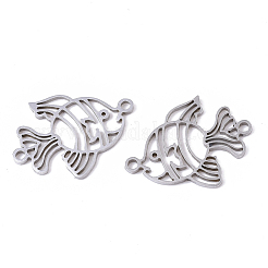 201 ステンレススチールリンクコネクター  レーザー切断  金魚  ステンレス鋼色  15.5x20.5x1mm  穴：1.4mm&nbsp;STAS-R104-036P