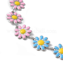 Enamel Daisy Link Chain Necklace&nbsp;NJEW-P220-01P-07