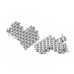 変色しない304ステンレススチール製ハートスタッドピアス（女性用）  ステンレス鋼色  18x20mm  ピン：0.8mm&nbsp;STAS-B034-17P