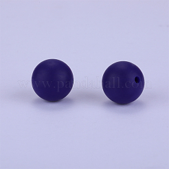 丸いシリコン焦点ビーズ  ミッドナイトブルー  15mm  穴：2mm&nbsp;SI-JX0046A-02