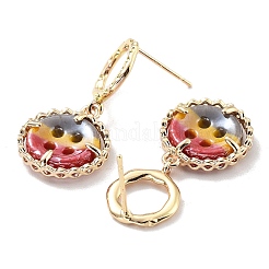 Flat Round Light Gold Brass Micro Pave Cubic Zirconia Stud Earrings&nbsp;EJEW-Q800-52KCG