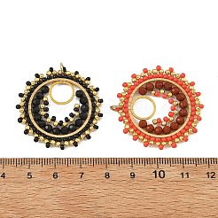 4Pcs 4 Colors 304 Stainless Steel & Brass & Natural Gemstone & TOHO Glass Seed Beaded Pendants&nbsp;PALLOY-MZ01379