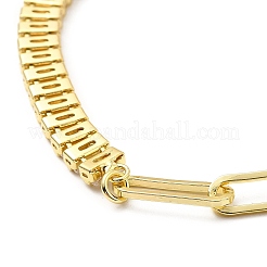 キュービックジルコニアテニスブレスレット  本物の 18k ゴールド メッキ ラック メッキ 真鍮 ペーパークリップ チェーン ジュエリー 女性用  鉛フリー＆カドミウムフリー  長持ちメッキ  透明  7インチ（17.7cm）&nbsp;BJEW-A132-17G-02