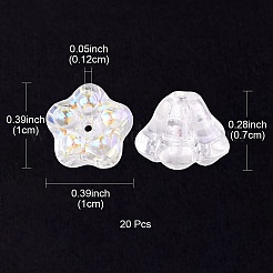 透明ガラスビーズ  ABカラーメッキ  花  クリアAB  10x10x7mm  穴：1.2mm&nbsp;GGLA-YW0001-11