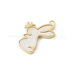 真鍮製のシェルペンダント  ウサギのチャーム  18KGP本金メッキ  19x12.5x2mm  穴：1.6mm&nbsp;KK-E791-06G