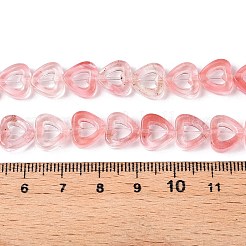 チェリークォーツガラスビーズ連売り  中空の心  10x10x3~4mm  穴：1mm  約20個/連  7.48インチ（19cm）&nbsp;G-N342-95
